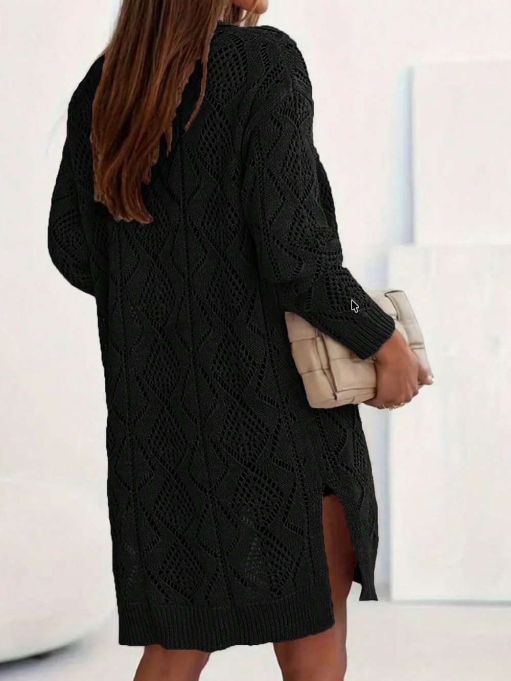 Cozy Semi Sheer Open Front Loose Fit Cardigan - Picture 10 of 10